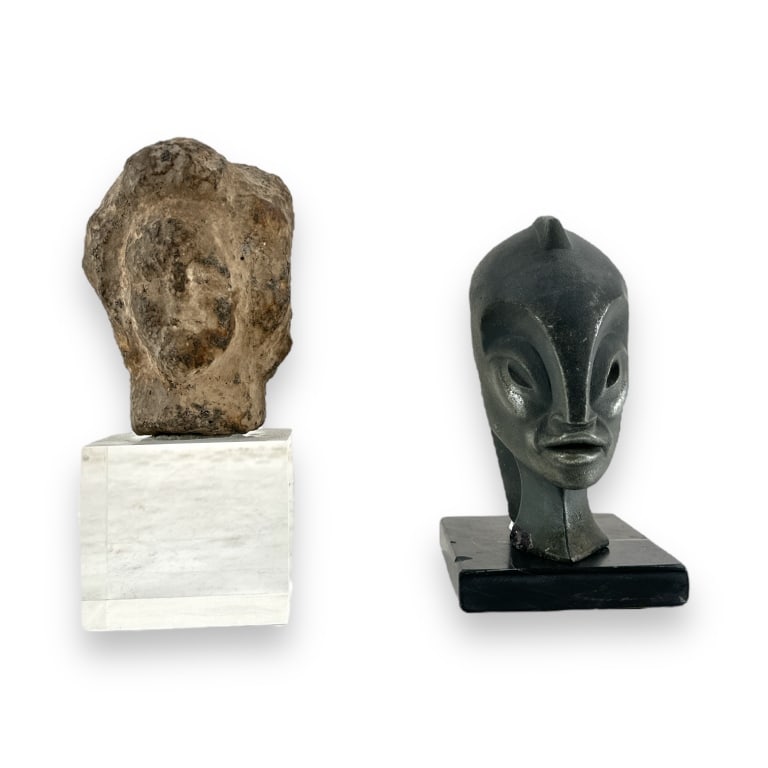 A lot of two stone bust items to include what appears to be an Ancient Roman bust on a clear acrylic (1 of 3)
