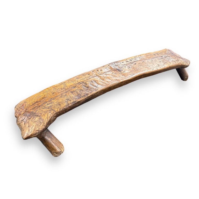 A vintage, possibly antique, Chinese wooden stand carved of one solid piece. Has Jian Ding red wax (1 of 5)