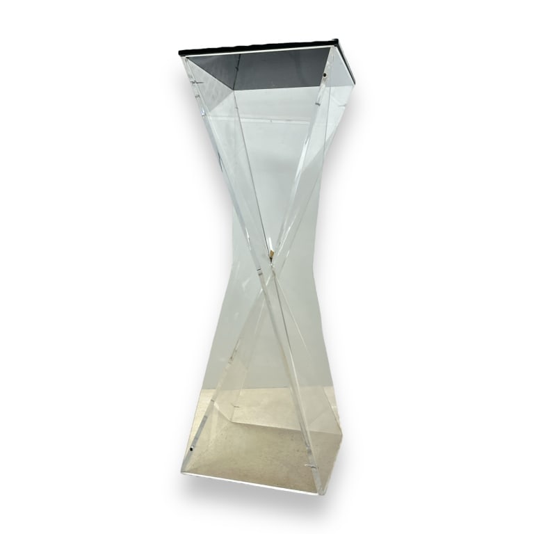 Vintage modernist pedestal crafted of clear and black lucite acyrlic. Measures approx. 40" height x (1 of 3)