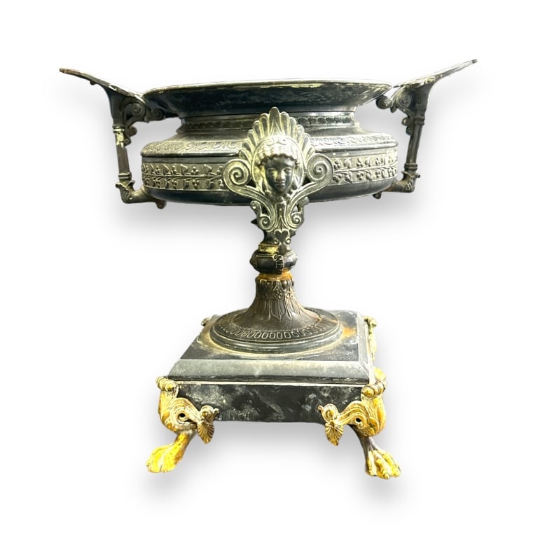 Antique Ornate Figural Indian Bronze Handled Footed Censor. Approx: 7 3/4"H x 5"D. EF/B13 (1 of 3)