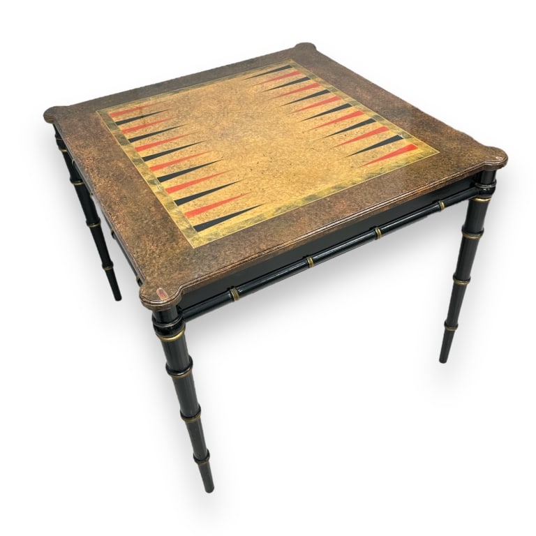 Vintage American Vanleigh Furniture wooden Backgammon gaming table. Measures approx. 29" height x (1 of 5)