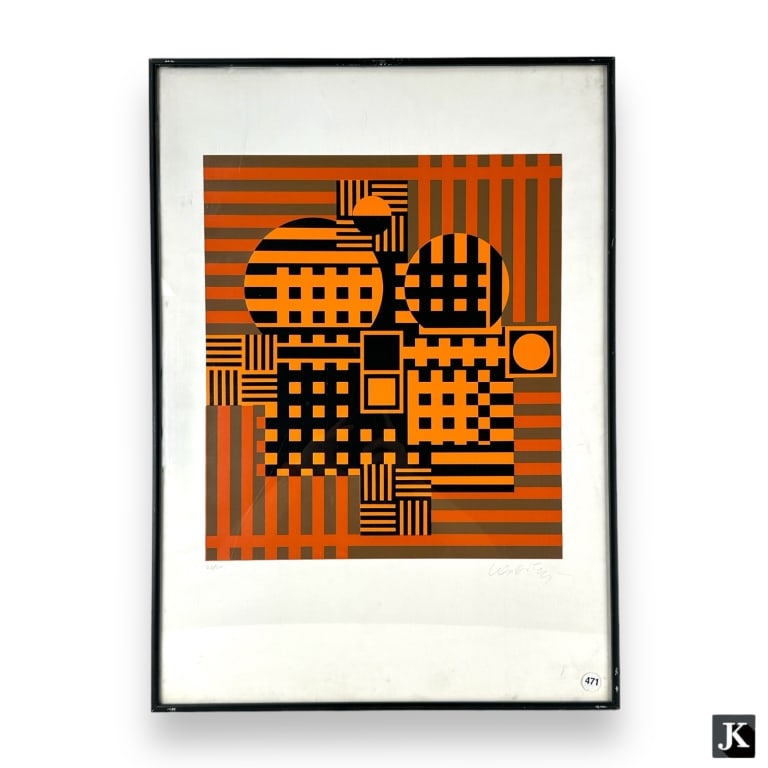 Victor Vasarely (HUNGARIAN / FRANCE, 1906 - 1997) lithograph on paper having geometric design in (1 of 5)
