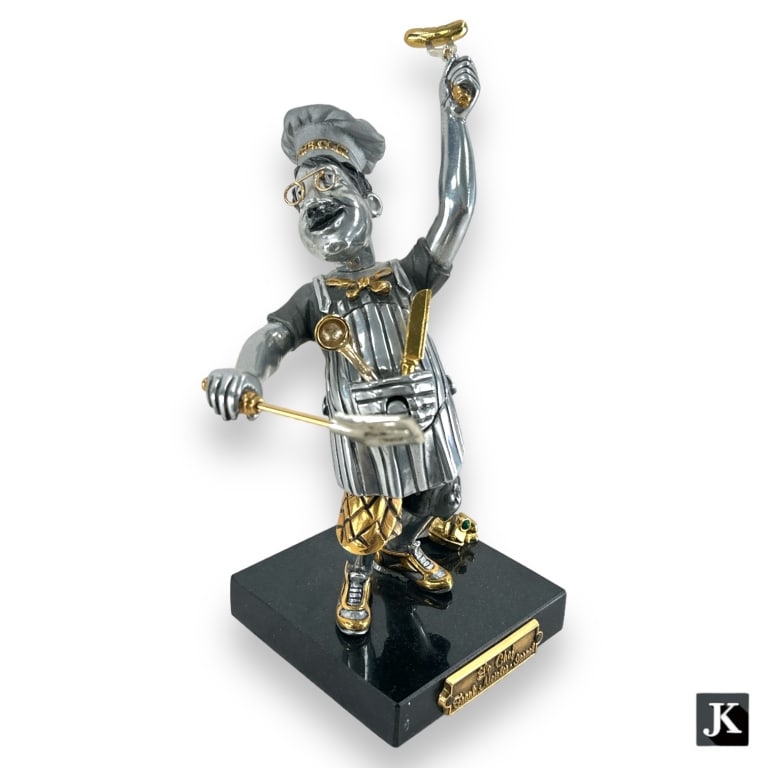 Frank Meisler(1929-2018) Le Chef Bronze Sculpture.. Patinated silvered and gilded bronze sculpture. (1 of 6)