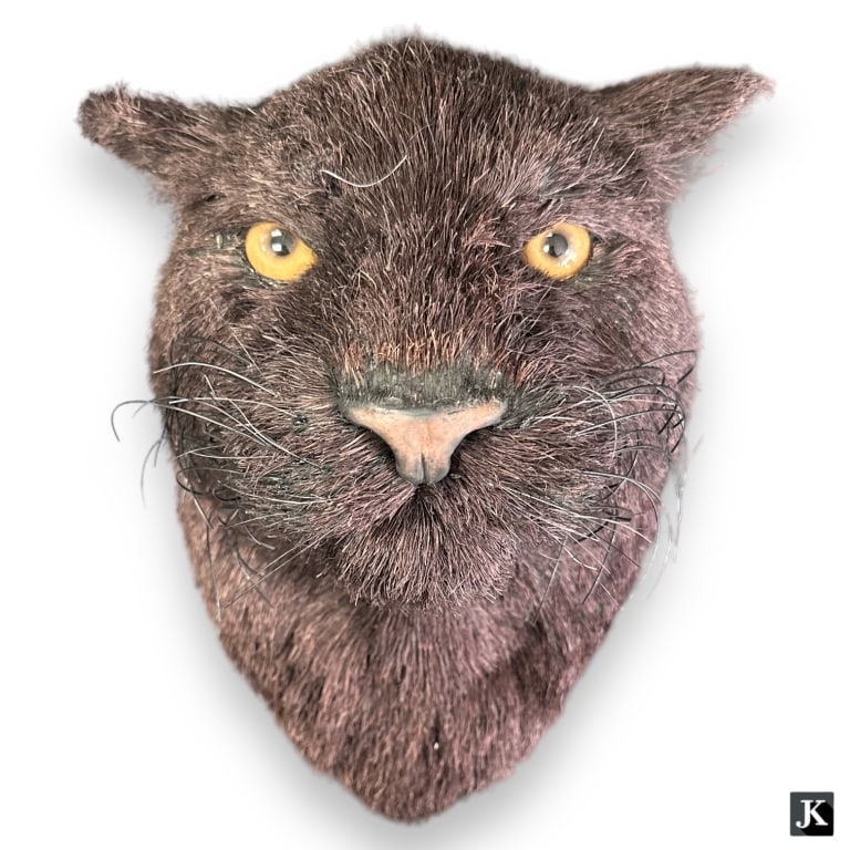 Anne Anderson sisal fiber wall sculpture depicting a panther's head. Signed to verso and dated 2008.: Anne Anderson sisal fiber wall sculpture depicting a panther's head. Signed to verso and dated 2008. Measures approx. 12 1/4" height x 8 1/2" width x 8 3/4" depth. Appears in overall good condition. E