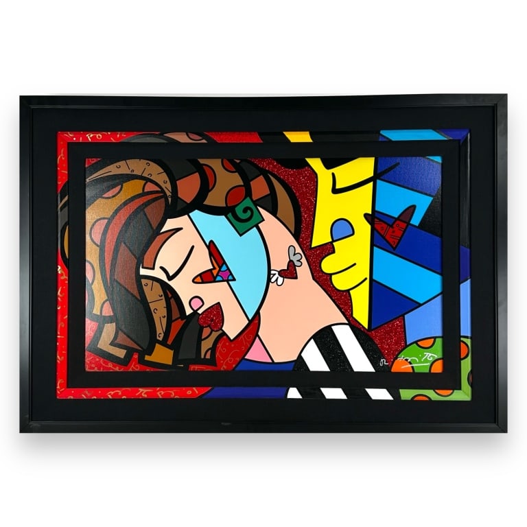 Romero Britto (Brazilian, b.1963) "Sexy" Mixed Media Giclee. black and red diamond dust accented (1 of 6)