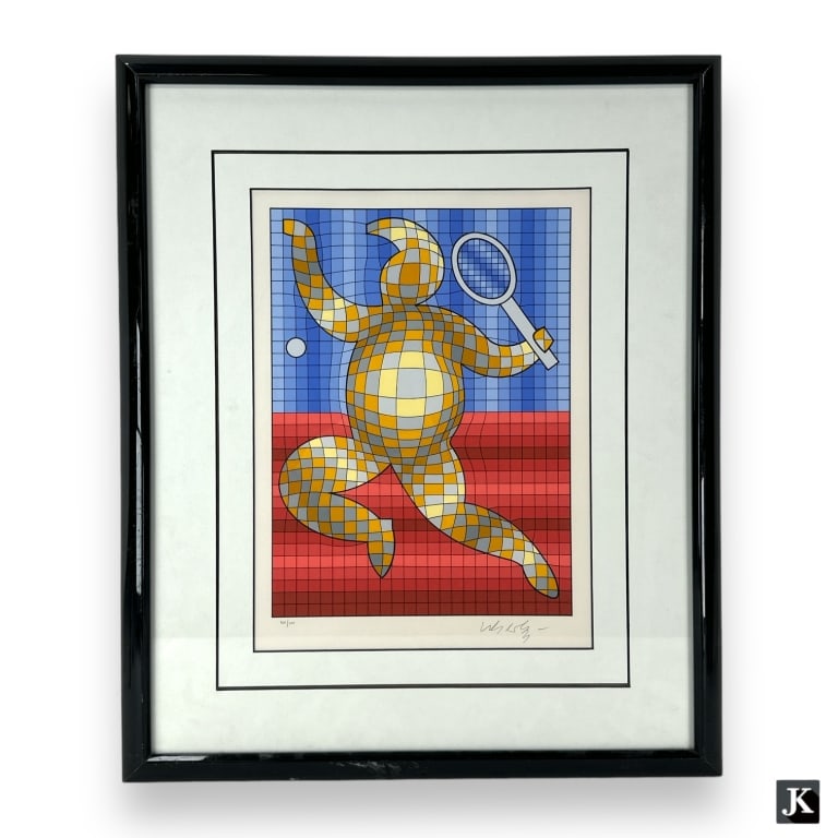 Victor Vasarely (HUNGARIAN / FRANCE, 1906 - 1997) limited edition "Tennis Player" cubist serigraph (1 of 2)