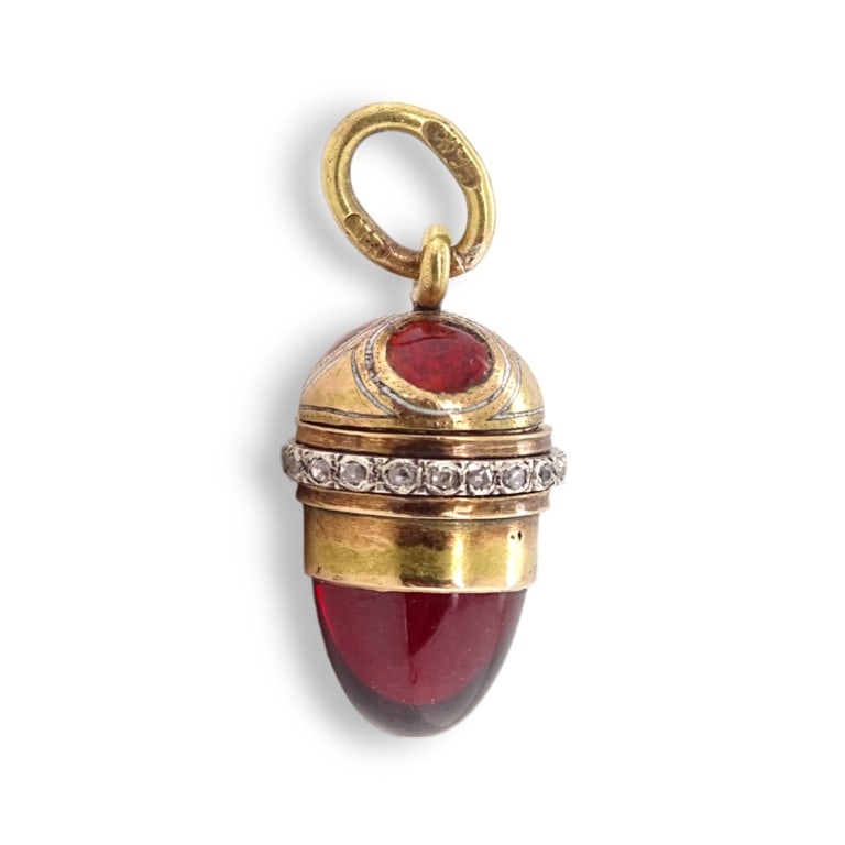 Russian Gold Enamel Diamond Egg Pendant. Russian gold test 14karat egg pendant with the diamond (1 of 12)
