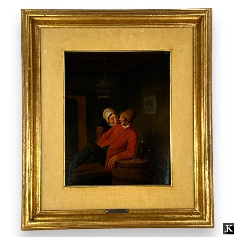 Charles VENNEMAN (NETHERLANDS, 1802-1875) oil painting on wooden panel board depicting a happy (1 of 6)