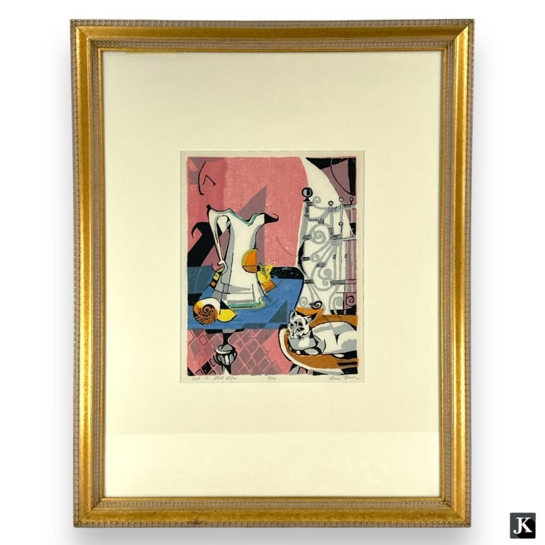 Lena Gurr (AMERICAN / NEW YORK, 1897 - 1992) serigraph on paper depicting a still life scene with (1 of 5)