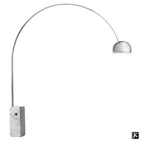Italian Mid-Century Modernist designer Achille Castiglioni Arco floor lamp, by Flos. Has solid white (1 of 1)