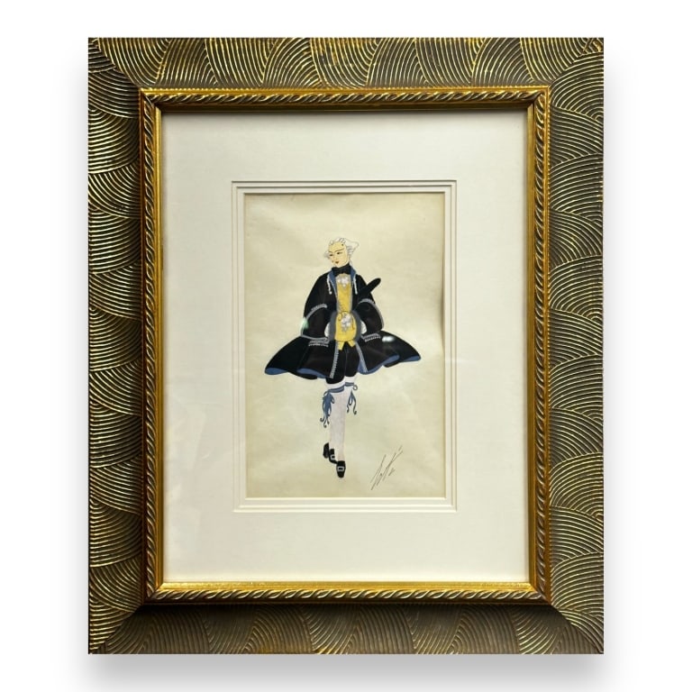 Romain de Tirtoff 'Erte' (Russian / French, 1892-1990) Gouache on paper. Tiled on back "Premier: Romain de Tirtoff 'Erte' (Russian / French, 1892-1990) Gouache on paper. Tiled on back "Premier Serignuer" and numbered 20. One of a kind work. See photos. Total Framed Measures 23 1/2 inches high x 2