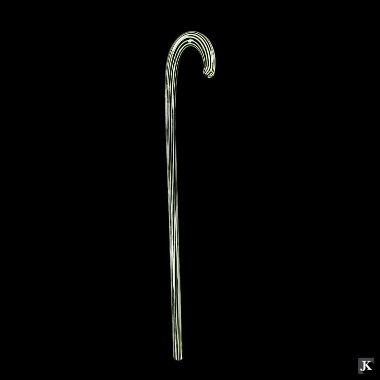 Vintage Murano art glass walking cane having a black a light green pinstripe design. Measures (1 of 2)