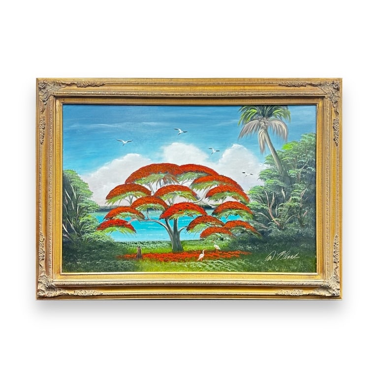 AL BLACK FLORIDA HIGHWAYMEN. Landscape with birds. oil on board. Signed lower right. Art work (1 of 4)