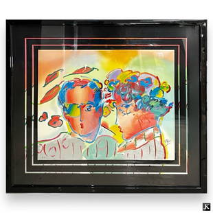 Peter Max (GERMAN / AMERICAN / NEW YORK, Born 1937) Hors Commerce serigraph titled "Zero In Love".: Peter Max (GERMAN / AMERICAN / NEW YORK, Born 1937) Hors Commerce serigraph titled "Zero In Love". Signed to lower right and numbered "HC 15" to lower left. Mounted in a black lacquer wooden frame wit