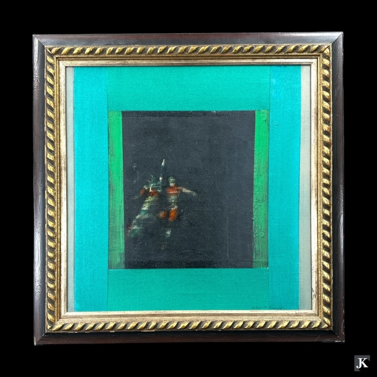 Robert G Hamilton (AMERICAN, 1916 - 2004) oil painting on canvas depicting dancers titled "Dance (1 of 6)