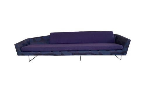 David Weeks Sculpt Sofa. A unique sofa design by David Weeks circa 2014. Excellent condition.: David Weeks Sculpt Sofa. A unique sofa design by David Weeks circa 2014. Excellent condition. Exquisite upholstery on stainless steel base. dimensions: height: 28 in. width: 120 in. depth: 26.5 in. se