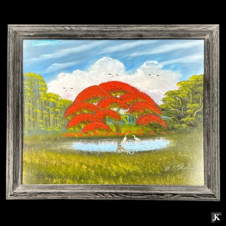 Al Black (USA B1947) Oil On Masonite Of Lake Scene (1 of 7)