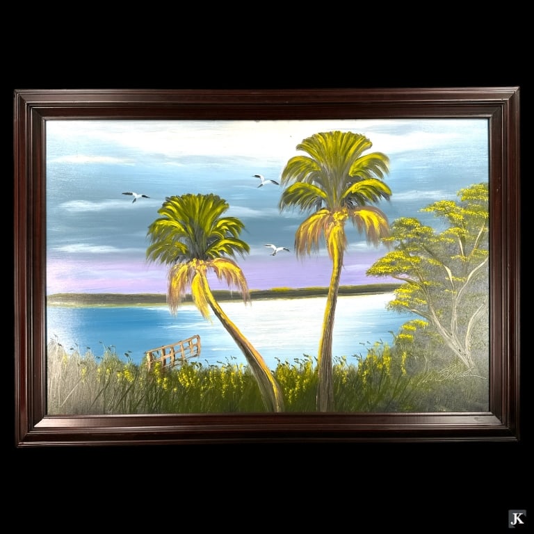 Al Black (USA B1947) Oil On Masonite Of Lake Scene (1 of 6)