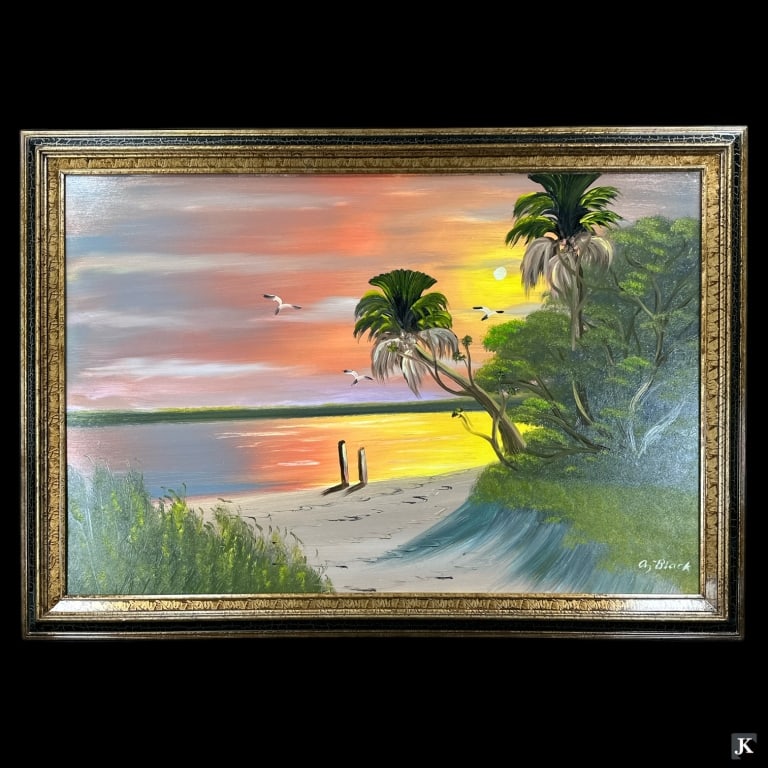 Al Black (USA B1947) Oil On Masonite Of Coast Scen (1 of 6)