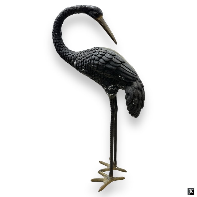 Large Bronze Standing Crane Or Stork Sculpture (1 of 3)