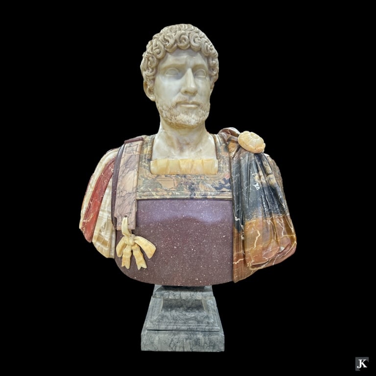 Large Heavy Italian Mixed Marble Emperor Bust (1 of 5)