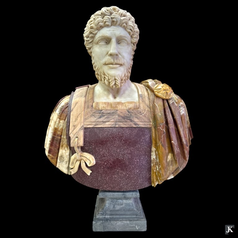 Large Heavy Italian Mixed Marble Emperor Bust (1 of 5)