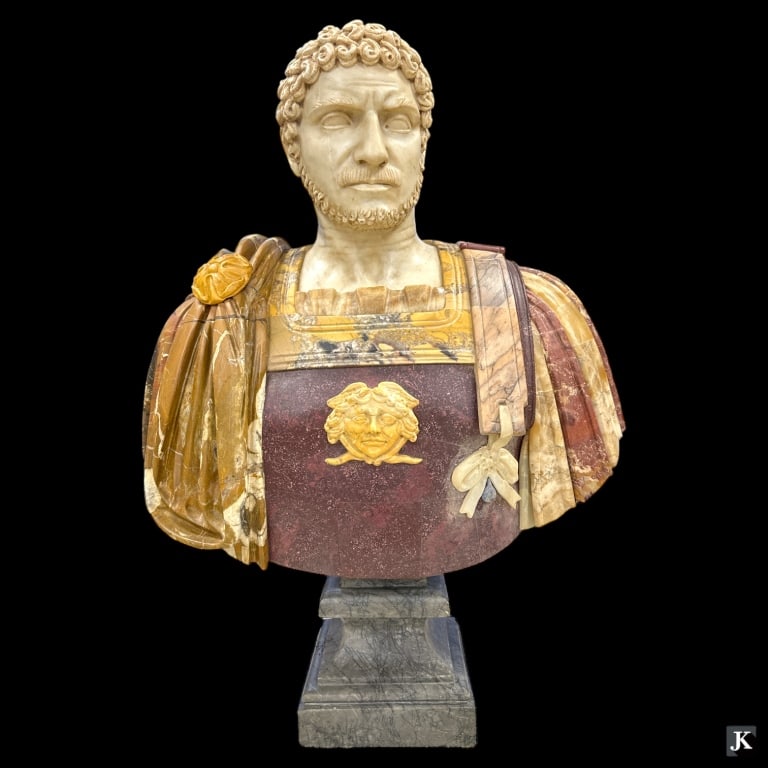 Large Heavy Italian Mixed Marble Emperor Bust (1 of 5)