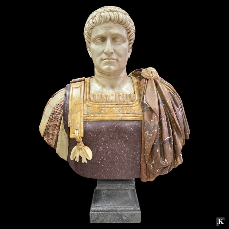 Large Heavy Italian Mixed Marble Emperor Bust (1 of 5)