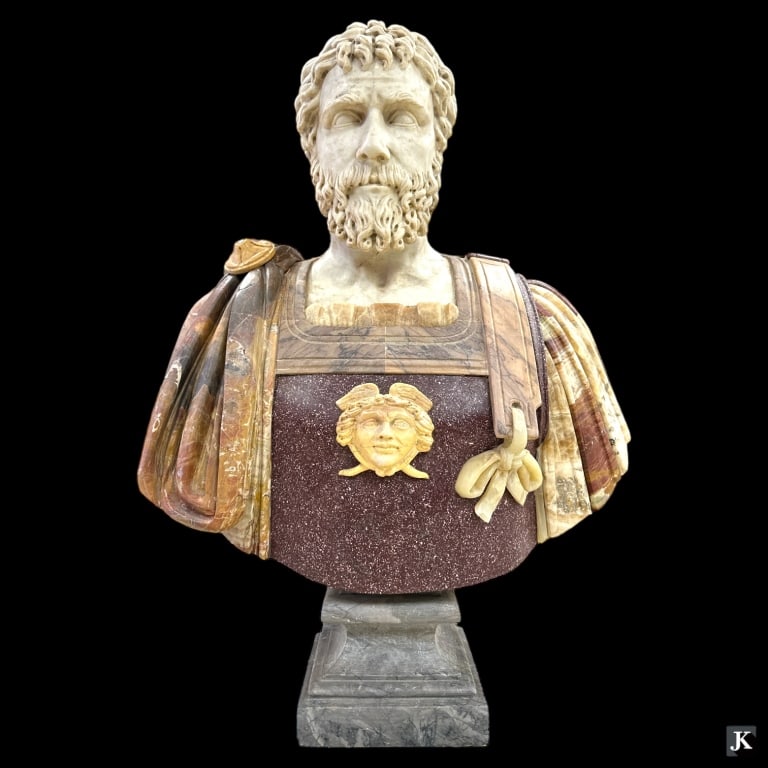 Large Heavy Italian Mixed Marble Emperor Bust (1 of 6)