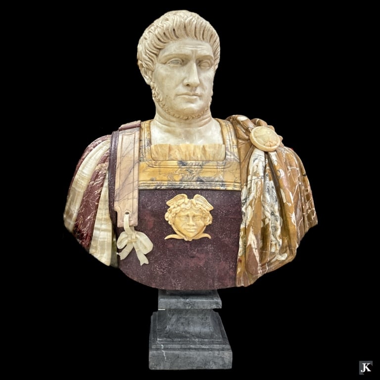 Large Heavy Italian Mixed Marble Emperor Bust (1 of 5)