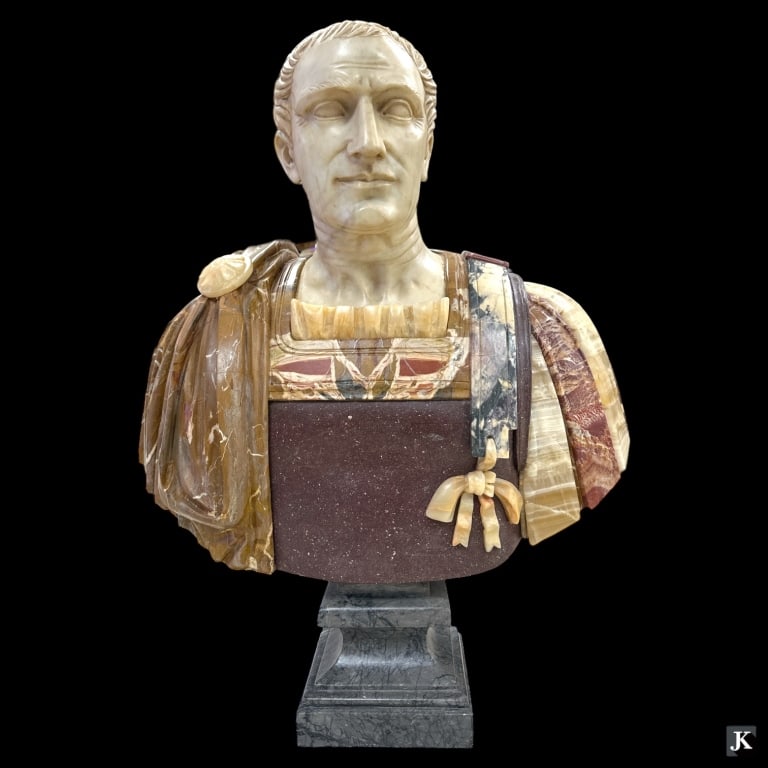 Large Heavy Italian Mixed Marble Emperor Bust (1 of 5)