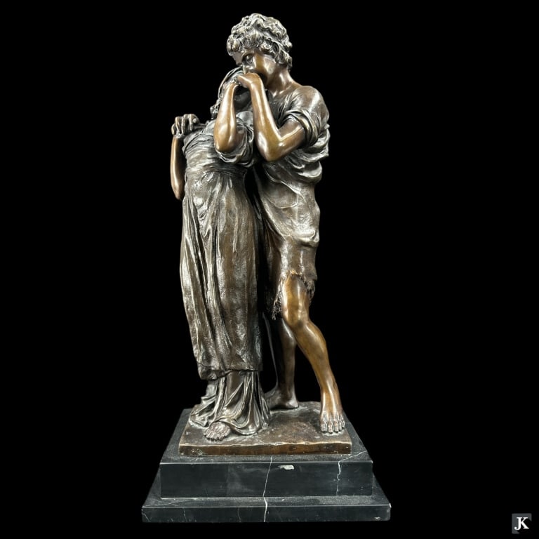 Large Man and Woman Duo Couple Bronze Sculpture (1 of 4)