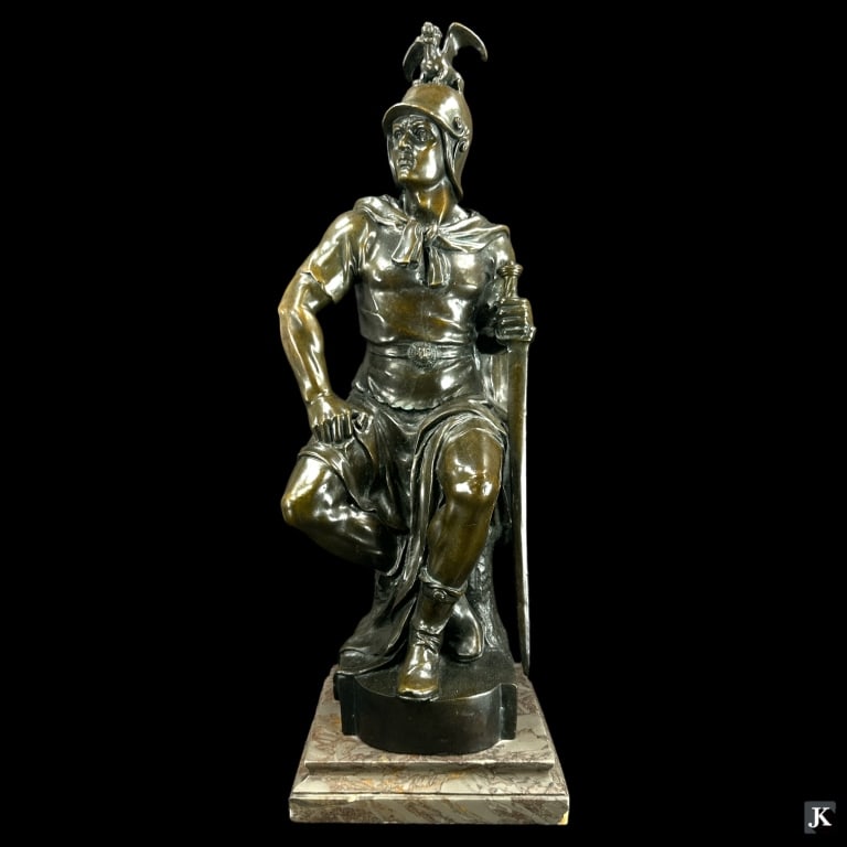 Roman Warrior Soldier Spear Shield Military Bronze (1 of 5)