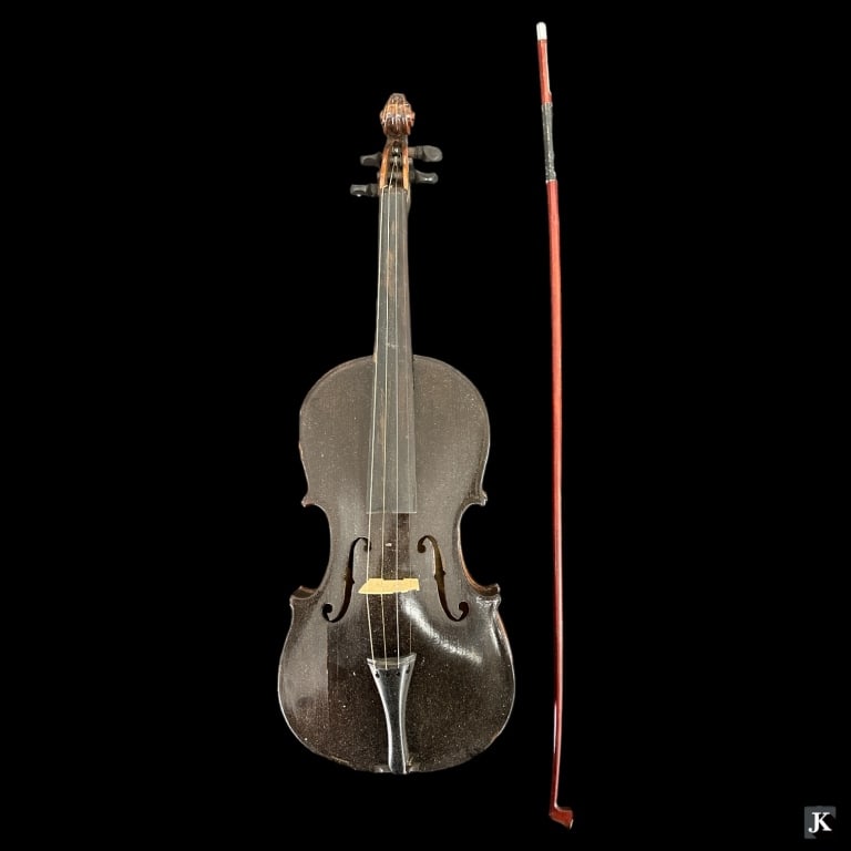 Antique Violin With Bow and Fitted Wooden Case (1 of 3)