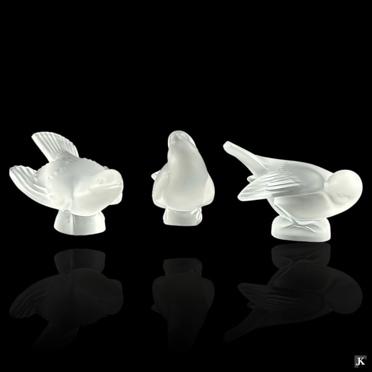 Lot of 3 Lalique France Crystal Dove Sculptures (1 of 5)