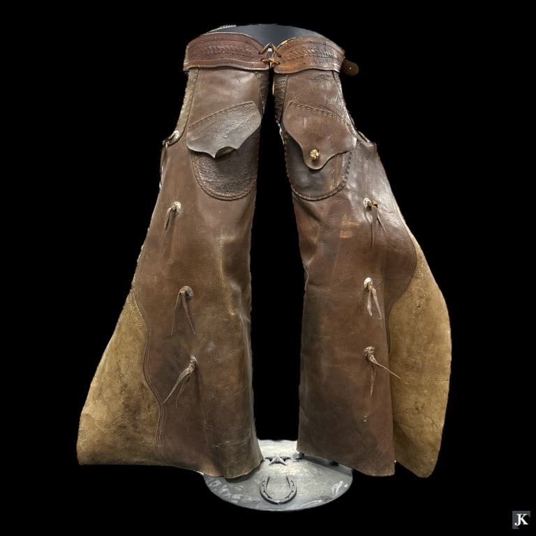 Men's Vintage Leather Chaps With Iron Display (1 of 4)