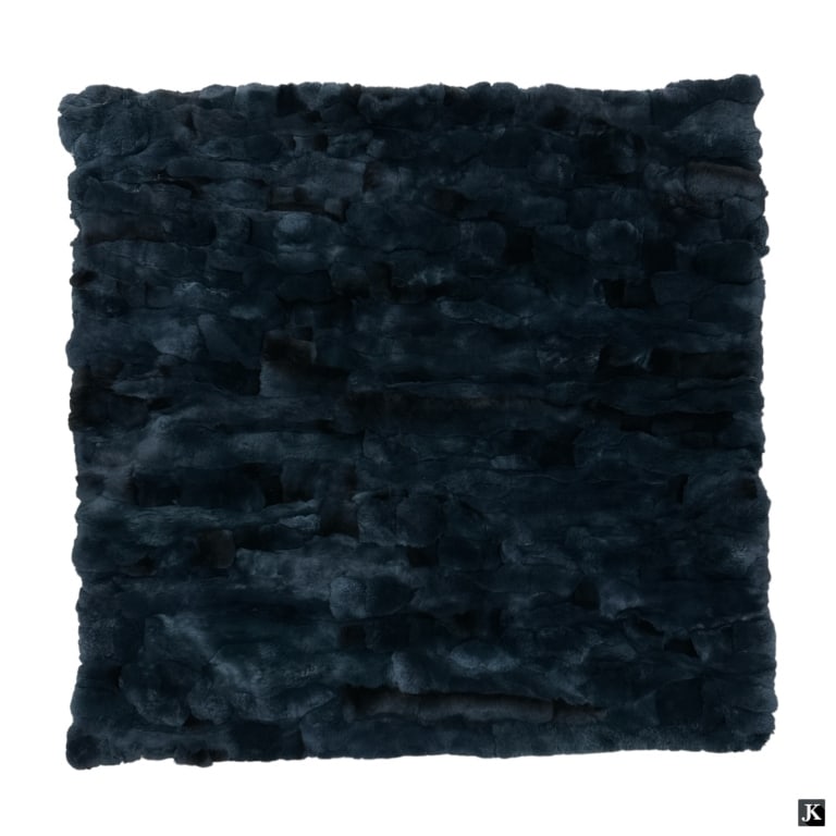 Tipas George Dark Teal Genuine Fur Throw Rug (1 of 3)