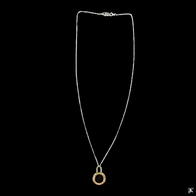 Bulgari Gold Tone Black Enamel Pendant W/925 Chain (1 of 3)