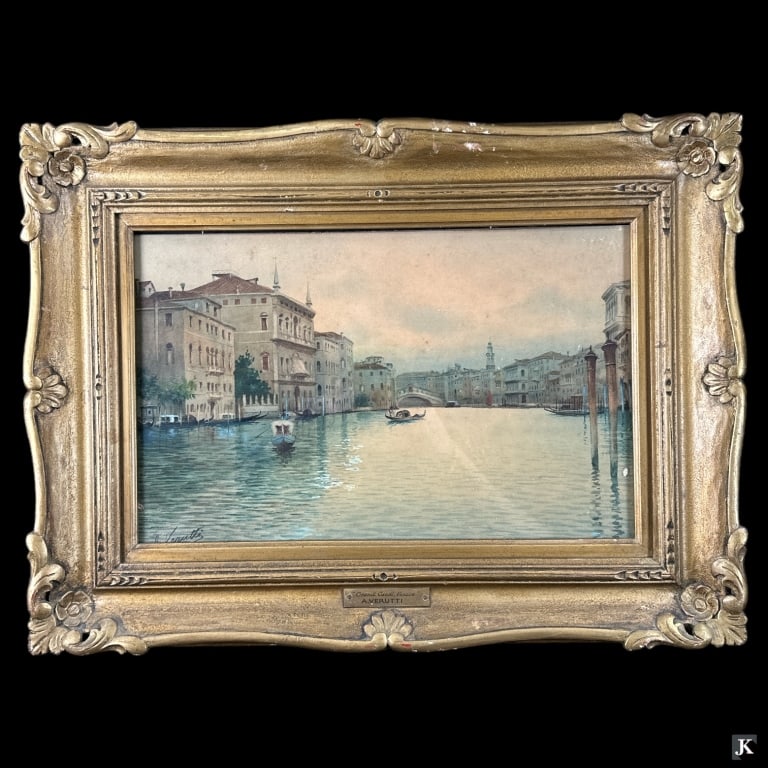 A. Verutti (ITALY 19th C) Watercolor Venice Canal (1 of 6)