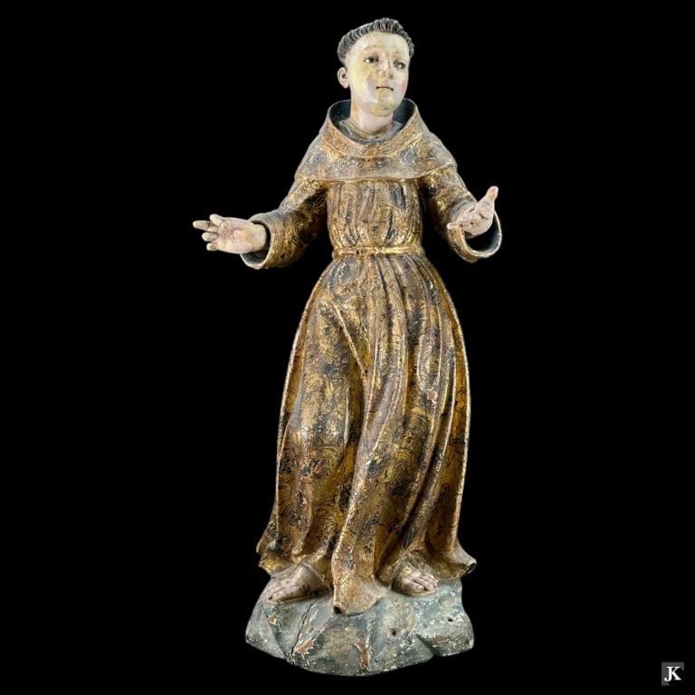 Large Antique Italian Wooden Santos Of Saint (1 of 4)