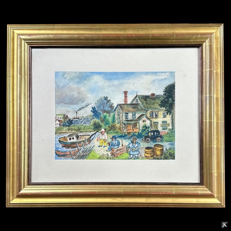 David Burliuk (RUSSIA 1882-1967) Watercolor NY (1 of 4)