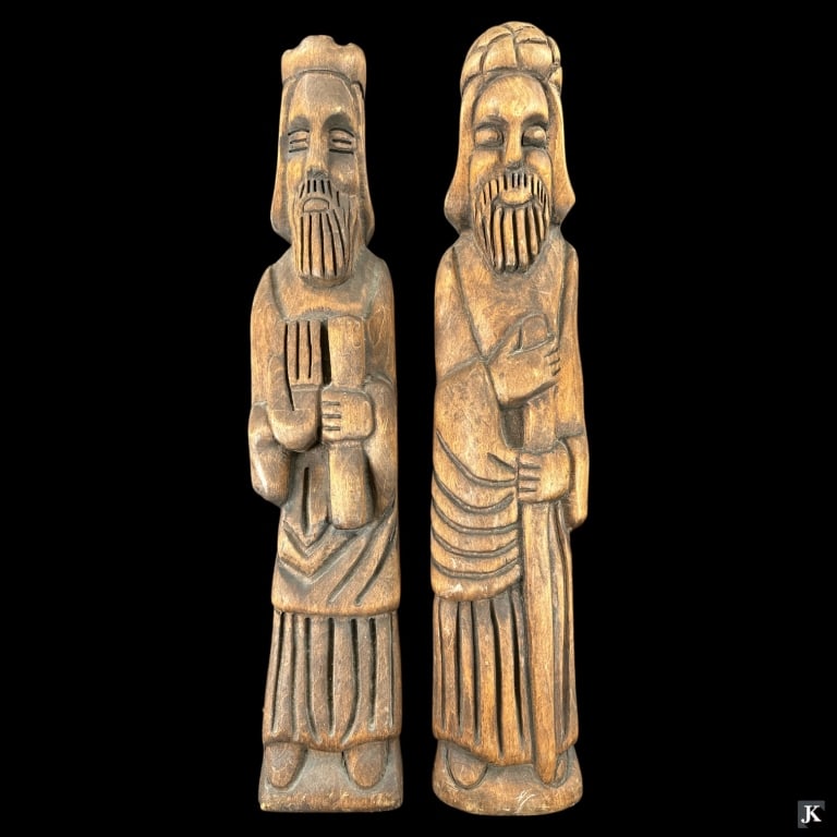 Pr Vintage Carved Wooden Bearded Men Wall Plaques (1 of 3)