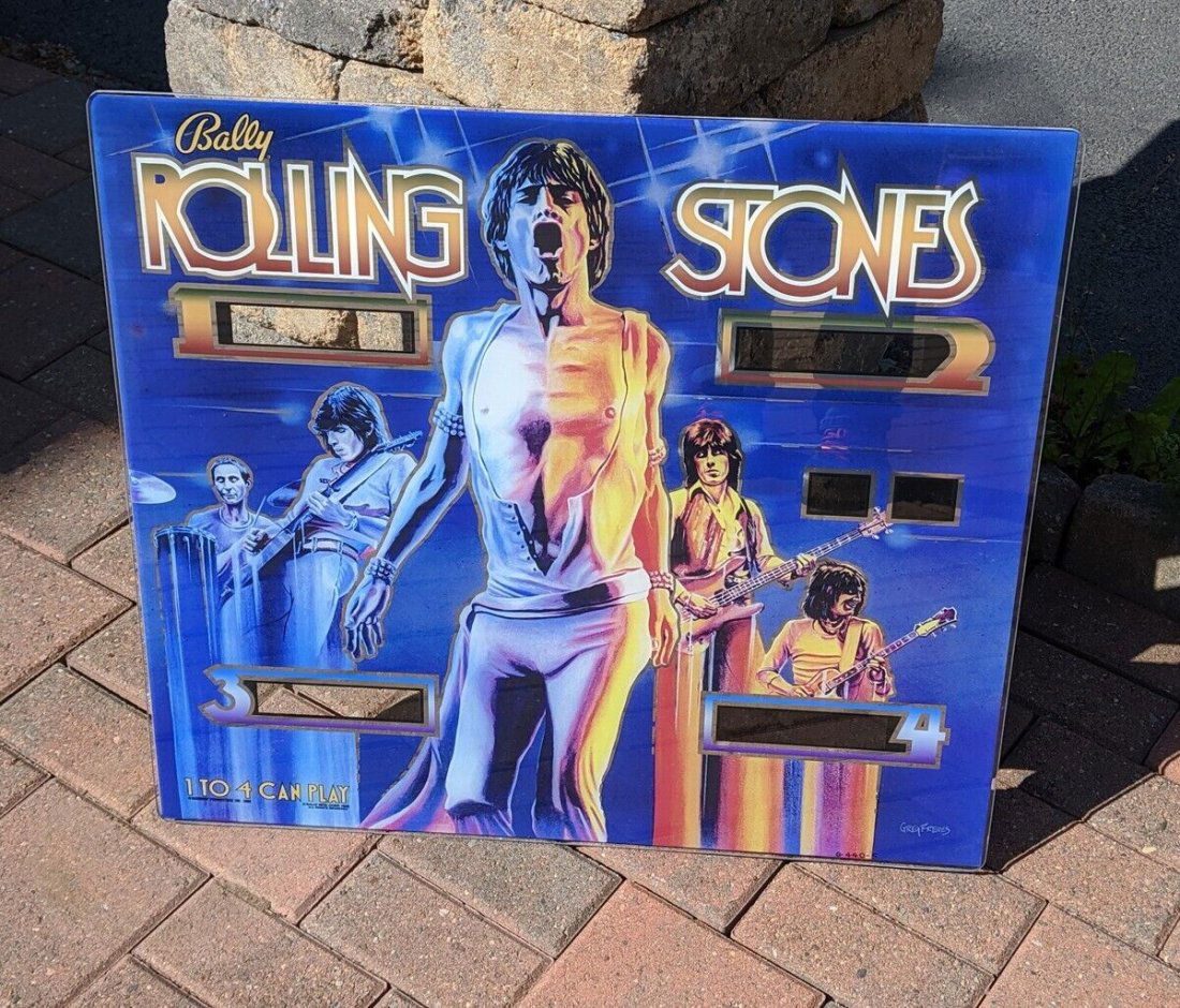 RARE 1980 Rolling Stones Pinball Game Glass Screen (1 of 1)