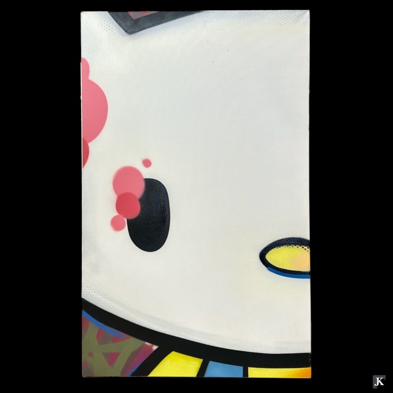 CRASH (JOHN MATOS) ACRYLIC & SPRAY PAINT ON CANVAS: CRASH (JOHN MATOS) ACRYLIC & SPRAY PAINT ON CANVAS. Kitty Part 1, 2010. Measures 48 inches high x 30 inches wide. JD/B15