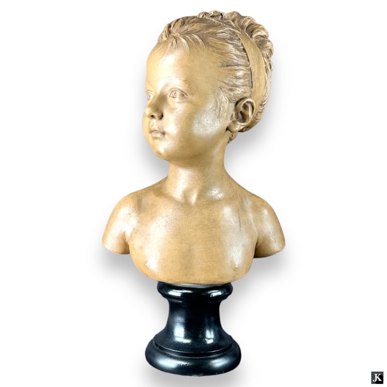 Vintage Cold Painted Bronze Bust Of Girl Sculpture (1 of 3)