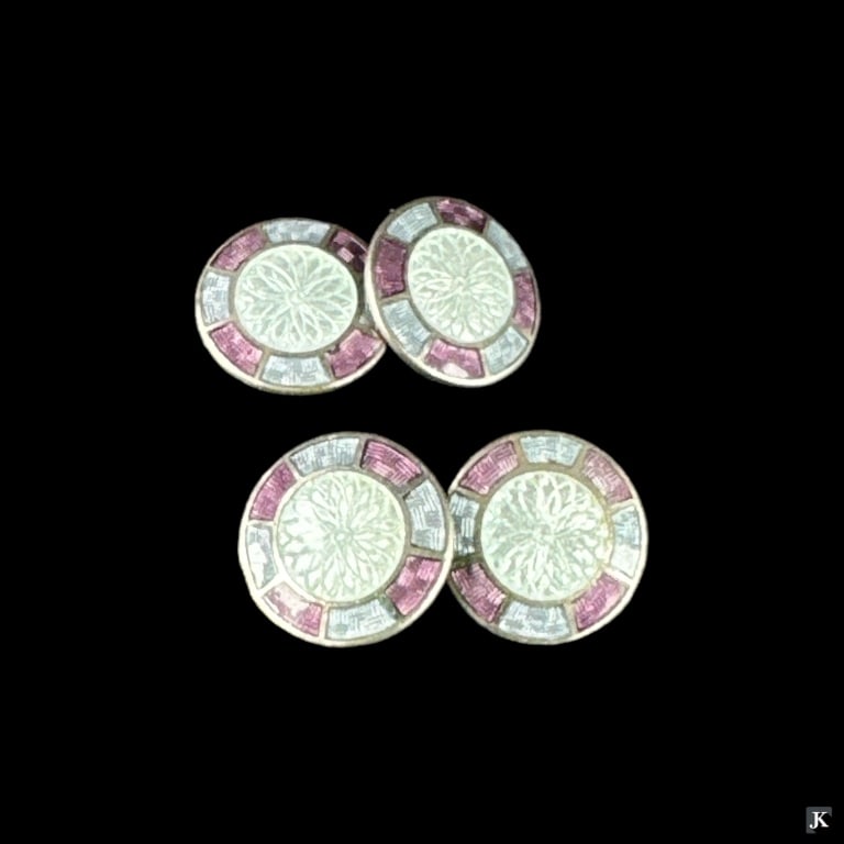 Pair 1920's Guilloche Enameled Cufflinks (1 of 2)