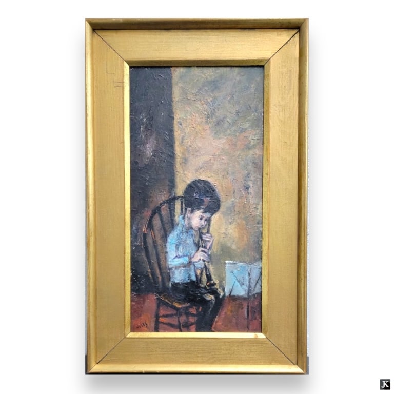 Mervin Jules (USA 1912-1994) Oil Portrait Of Boy (1 of 4)