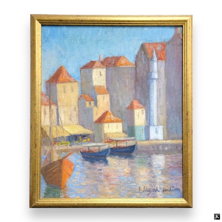 Hildegarde Hamilton (USA 1898-1970) Townscape Oil (1 of 4)