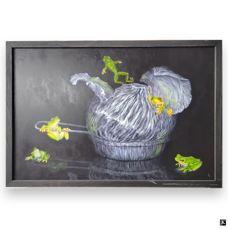 Georgina Love (USA 20th/21st) "Hop Corn" Oil/Board (1 of 5)