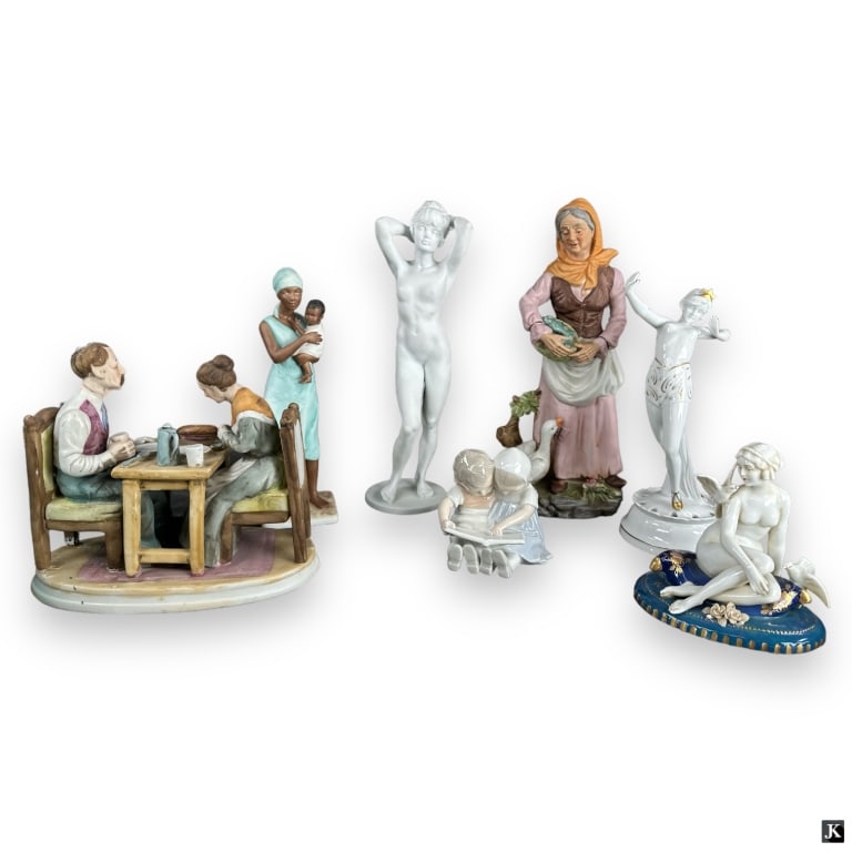 Lot 6 Vtg & Antique Continental Porcelain Figures (1 of 6)